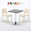 Mojito sort cafebord sæt: 2 Paris farvet stole og 70cm kvadratisk bord Kampagne