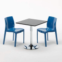 Mojito sort cafebord sæt: 2 Ice farvet stole og 70cm kvadratisk bord Mål
