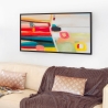 Abstrakt maleri 124x64cm på plexiglas med sort ramme Druvt På Tilbud