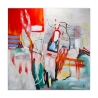 Abstrakt maleri på lærred 100x100 cm moderne flerfarvet Prynk Tilbud