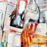 Abstrakt maleri på lærred 100x100 cm moderne flerfarvet Prynk Udsalg