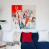 Abstrakt maleri på lærred 100x100 cm moderne flerfarvet Prynk På Tilbud