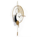 Moderne vægur 53x85 cm med pendul i gyldent metal Vira Tilbud