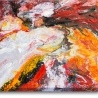 Abstrakt maleri 100x100cm print på lærred med reliefdekorationer Kanea Tilbud
