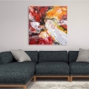 Abstrakt maleri 100x100cm print på lærred med reliefdekorationer Kanea På Tilbud