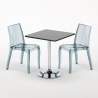 Platinum sort cafebord sæt: 2 Cristal light gennemsigtig stole og 70cm kvadratisk bord Rabatter