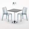 Platinum sort cafebord sæt: 2 Dune gennemsigtig stole og 70cm kvadratisk bord Kampagne