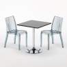 Platinum sort cafebord sæt: 2 Dune gennemsigtig stole og 70cm kvadratisk bord Udsalg