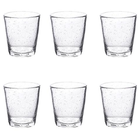 Sæt på 6 gennemsigtige vandglas i blæst glas 300ml Cancun Kampagne