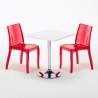 Titanium hvid cafebord sæt: 2 Cristal light gennemsigtig stole og 70cm kvadratisk bord Rabatter
