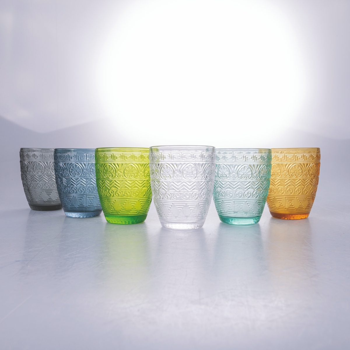 Sæt med 6 farvede vandglas i glas 300ml New Mexico A Kampagne Sæt med 6 farvede vandglas i glas 300ml New Mexico A Kampagne