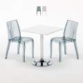 Titanium hvid cafebord sæt: 2 Dune gennemsigtig stole og 70cm kvadratisk bord Kampagne
