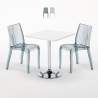 Titanium hvid cafebord sæt: 2 Dune gennemsigtig stole og 70cm kvadratisk bord Kampagne
