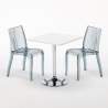 Titanium hvid cafebord sæt: 2 Dune gennemsigtig stole og 70cm kvadratisk bord Udsalg