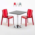 Phantom sort cafebord sæt: 2 Femme Fatale gennemsigtig stole og 70cm kvadratisk bord Kampagne