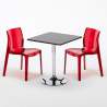 Phantom sort cafebord sæt: 2 Femme Fatale gennemsigtig stole og 70cm kvadratisk bord Rabatter