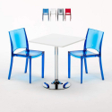 Demon hvidt cafebord sæt: 2 B-side gennemsigtig stole og 70cm kvadratisk bord Kampagne