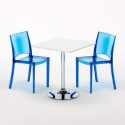 Demon hvidt cafebord sæt: 2 B-side gennemsigtig stole og 70cm kvadratisk bord Udvalg