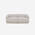 Modulsofa til 2-personer i beige stof med buet design Yuna-2 På Tilbud