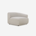 Modulsofa til 2-personer i beige stof med buet design Yuna-2 Mængderabat