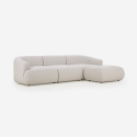 Modulsofa til 3 personer i stof med puf og buet design Yuna-3P På Tilbud