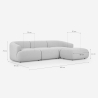 Modulsofa til 3 personer i stof med puf og buet design Yuna-3P 