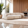 Modulsofa til 3 personer i beige stof buet design Yuna-3 Kampagne