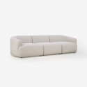 Modulsofa til 3 personer i beige stof buet design Yuna-3 På Tilbud