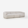 Modulsofa til 3 personer i beige stof buet design Yuna-3 På Tilbud