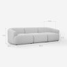 Modulsofa til 3 personer i beige stof buet design Yuna-3 Billig