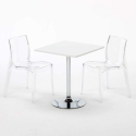 Demon hvidt cafebord sæt: 2 Femme Fatale gennemsigtig stole og 70cm kvadratisk bord Valgfri