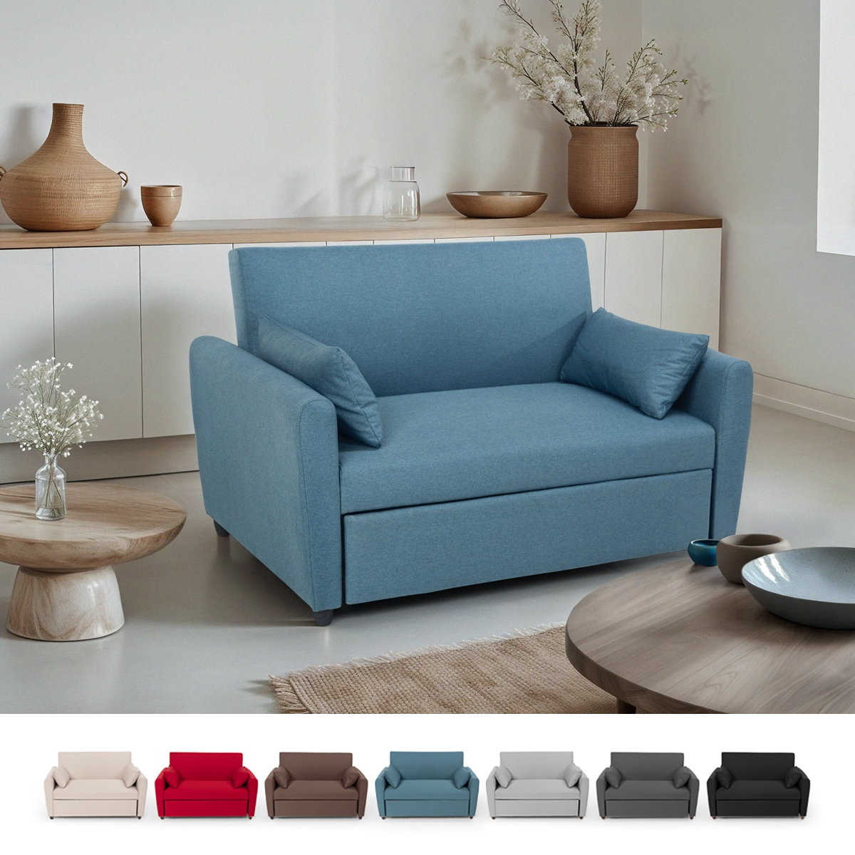 Porto Rico 2-personers sofa sovesofa moderne design stof i flere farver 