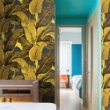 Guldtapet med blomstermotiv til badeværelse og soveværelse Banano blade Tilbud