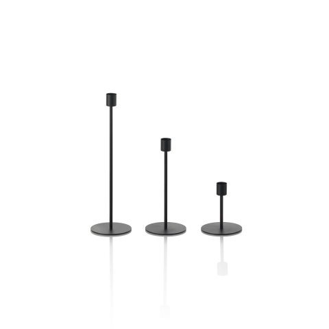 Sæt med 3 sortmetal lysestager i minimalistisk Zen stil Kampagne