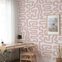 Moderne tapet med geometrisk design i abstrakt hvid og rosa Kampagne