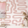 Moderne tapet med geometrisk design i abstrakt hvid og rosa På Tilbud