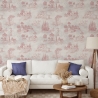 Vintage tapet med rosa landskaber til stuen Toile de Jouy Rosa Tilbud