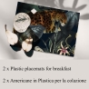 Sæt med 2 vaskbare dækkeservietter jungle dyr 42x30 Dark Jaguar På Tilbud