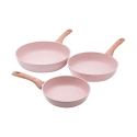 Sæt med 3 non-stick aluminiumsgryder i rosa granitlook Stonerose Kampagne