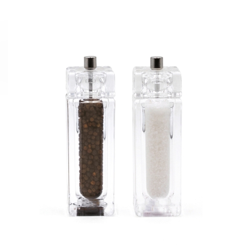 Sæt manuel peber og salt kværn moderne design transparent 14,5cm Bisetti Kampagne