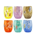 Sæt med 6 vandglas i farvet glas, rund form, 10 cm, Bombetta Tilbud