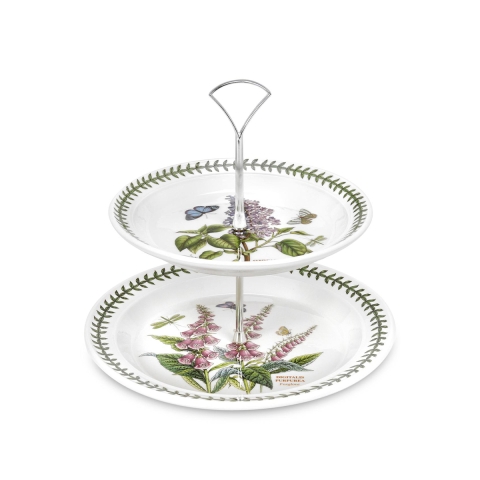 Alzatina til kager i 2 niveauer i porcelæn Portmeirion Botanic Garden Kampagne