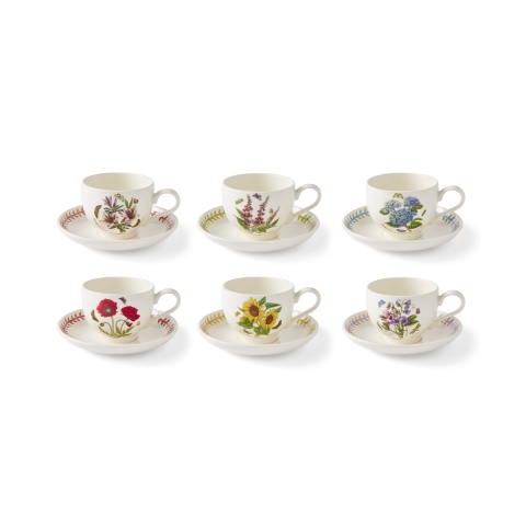Sæt med 6 morgenmadskopper i porcelæn Portmeirion Botanic Garden Meadow Kampagne