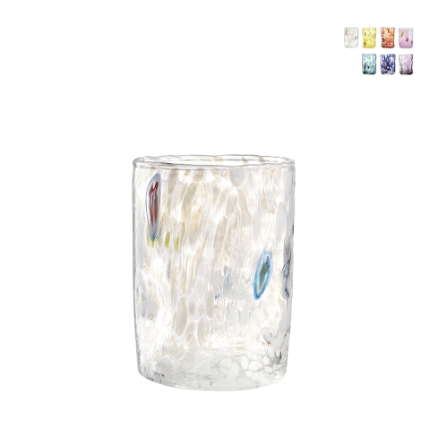 Sæt 6 glas vand i farvet glas køkken restaurant 10cm Murrine Kampagne