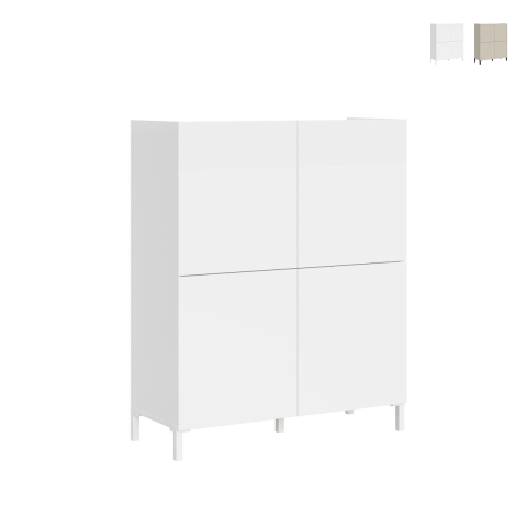 Høj pladsbesparende skab med 4 døre moderne minimalistisk design 90x35x110 Solaria Kampagne