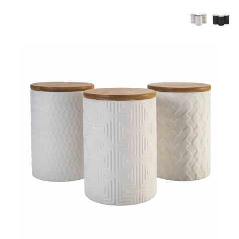 Sæt med 3 køkkenkrukker i keramik låg Shade of Shape Geometrie Kampagne