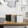 Stort køkkenglas 10x10x14,5cm i stentøj låg 1080ml Modern På Tilbud