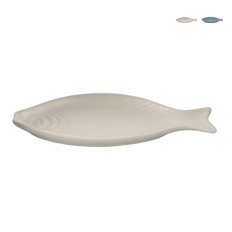 Ovalt serveringsfad i keramik i maritimt design 31x12,5 cm Kos Kampagne