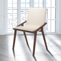 Sæt 2 spisebordsstole moderne design i træ og kunstlæder beige Hays På Tilbud