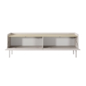 Moderne lavt TV-møbel, beige med 2 klaplåger, 153x50x38, Bitter Tilbud